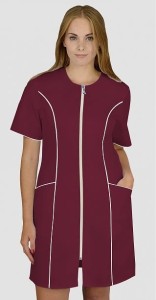 M-173C damski fartuch z krótkim rękawem bordowy