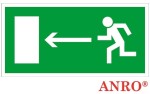 Znak BHP ewakuacyjny, kierunek do wyjścia drogi ewakuacji w lewo, PCV
