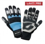 LAHTI L2807 rękawice robocze wzmocnione PVC z elementami odblaskowymi niebieskie