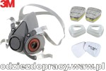 Zestaw: półmaska 3M 6000 pochłaniacze chemiczne ABE1 filtry przeciwpyłowe P1R pokrywa filtrów