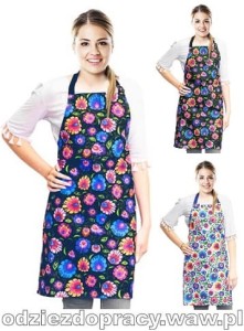 FPB-FOLK fartuch zapaska z karczkiem bawełna w kwiaty