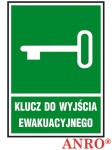 Znak BHP ewakuacyjny, klucz do wyjścia ewakuacyjnego, PCV 