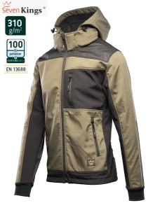 SEVEN KINGS KHAKI softshell bluza z kapturem