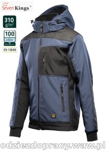 SEVEN KINGS NAVY softshell bluza z kapturem 